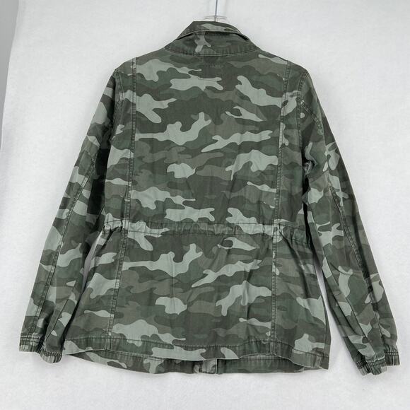 Old Navy Jacket Size L Green Camouflage Utility Camo Adjustable Waist Cotton - Picture 7 of 10